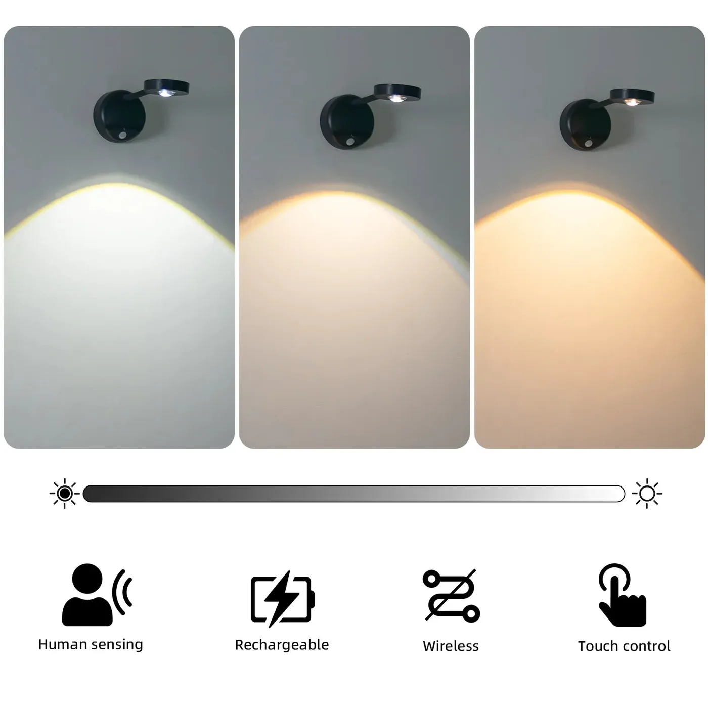 LED-lampa som matchar displayramen | Trådlös uppladdningsbar LED-vägglampa | Fjärrkontroll, rörelsesensor | — 16