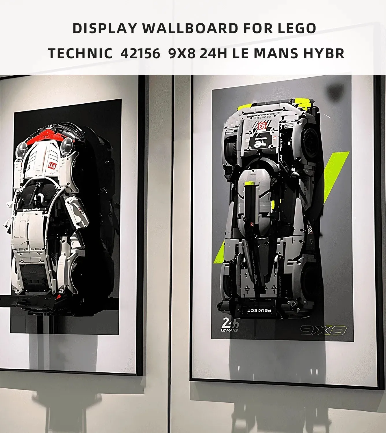 Väggmonterad displayram för LEGO 42156 Technic™ PEUGEOT 9X8 24H Le Mans Hybrid Hypercar — 3