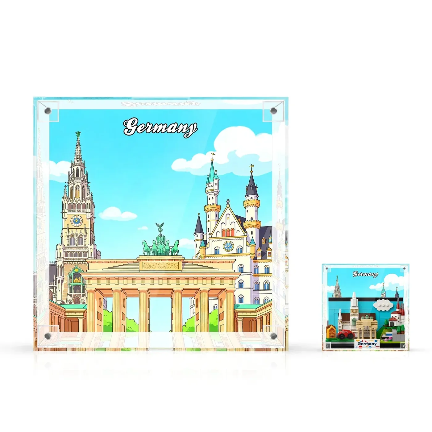 Display Frame for LEGO Germany Postcard Integrated Acrylic 40954 – 3D Wall Art & Desk Showcase — 3
