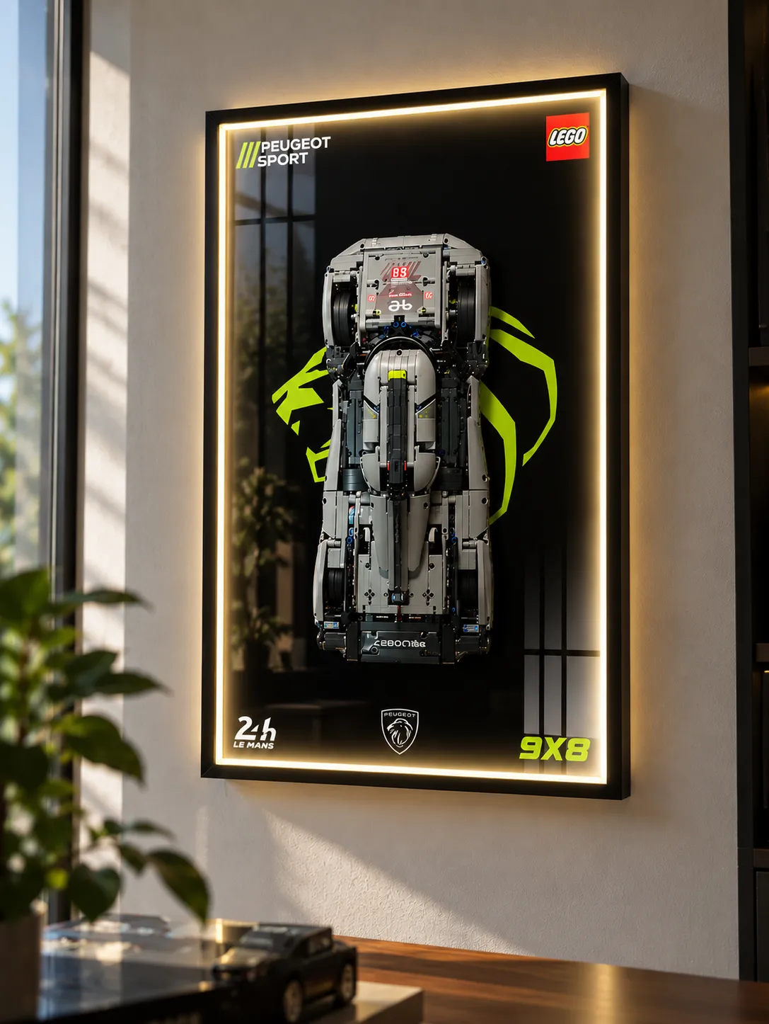 Wand-Displayrahmen für LEGO® 42156 Technic™ PEUGEOT 9X8 24H Le Mans Hybrid Hypercar