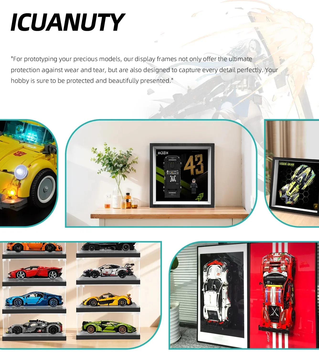 Wall Display Frame for LEGO Speed Champions Ken Block's '65 Ford Mustang Hoonicorn V1 77262 — 4