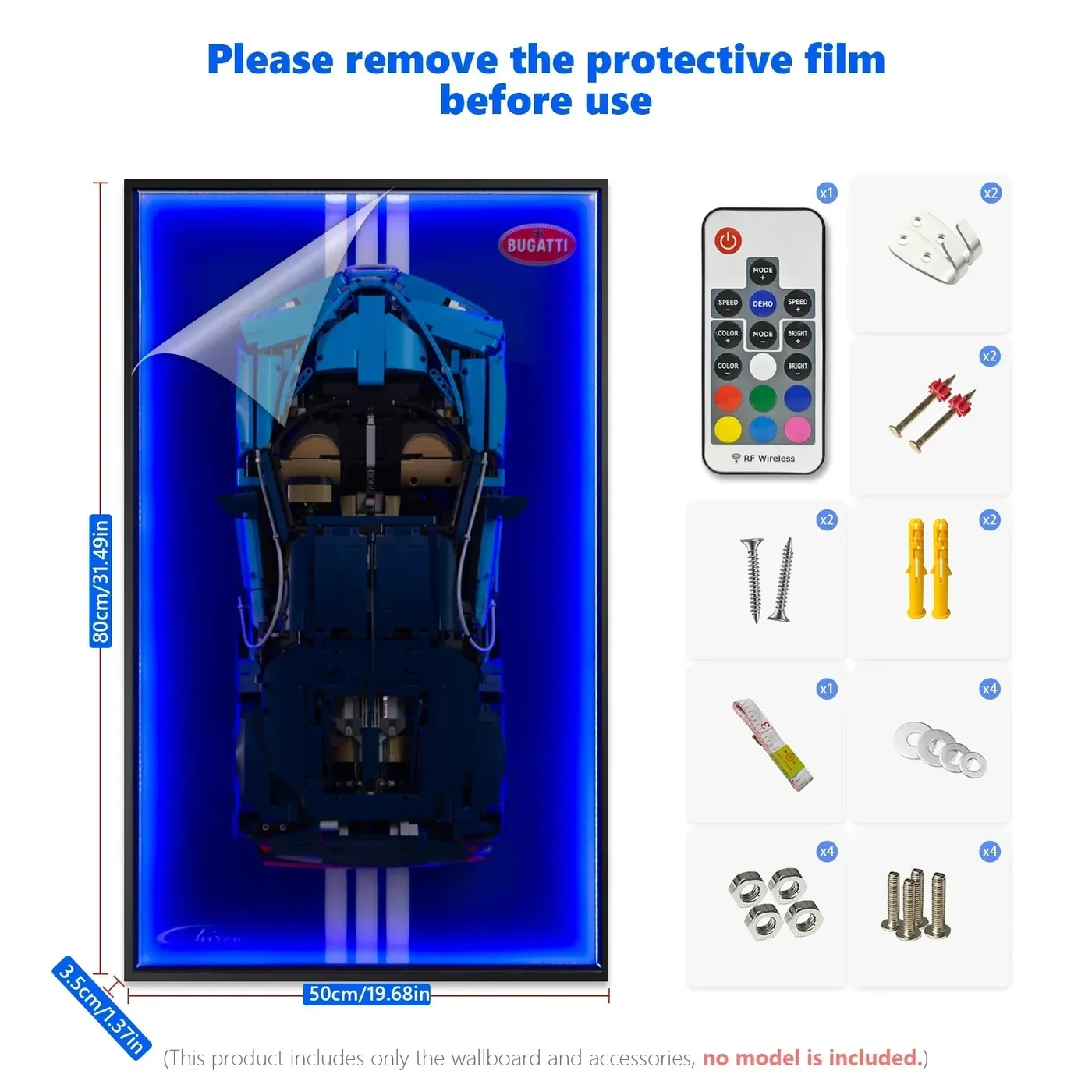 Väggmonterad displayram för LEGO 42083 Technic™ Bugatti Chiron-bil — 17