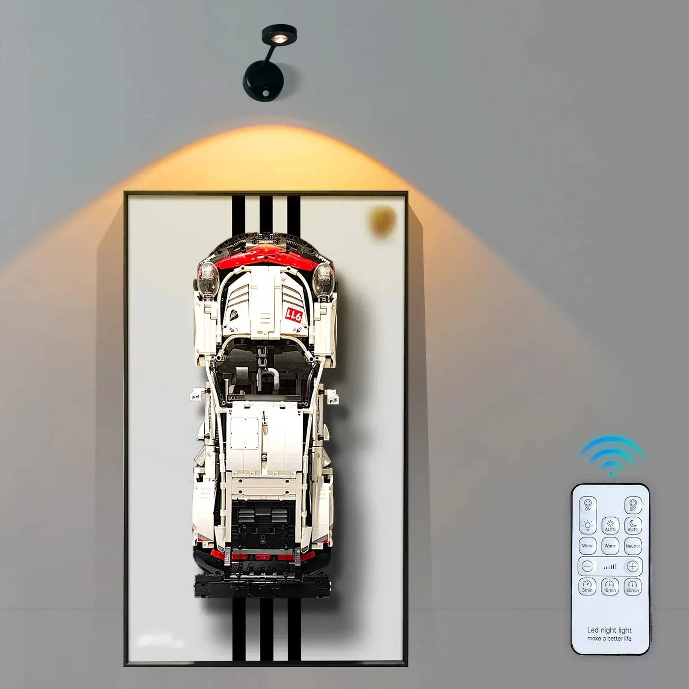 LED-lampa som matchar displayramen | Trådlös uppladdningsbar LED-vägglampa | Fjärrkontroll, rörelsesensor | — 7