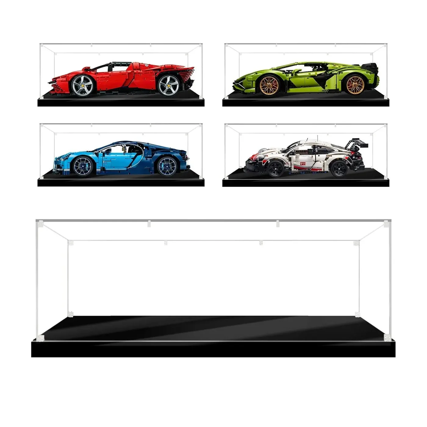 Acryl-Vitrine für LEGO Automodelle im Maßstab 1:8: 42083 42096 42125 42056 42115 42172 — 2