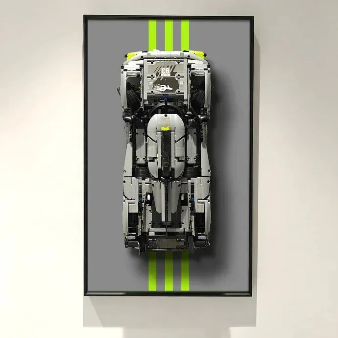 Väggmonterad displayram för LEGO 42156 Technic™ PEUGEOT 9X8 24H Le Mans Hybrid Hypercar — 43