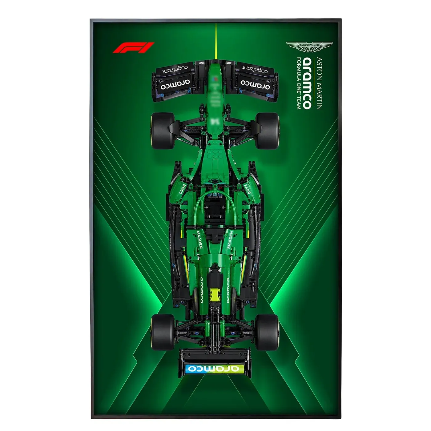 Sieninis eksponavimo rėmas LEGO Technic™ Aston Martin Aramco AMR25 F1® Car 42240 — 7