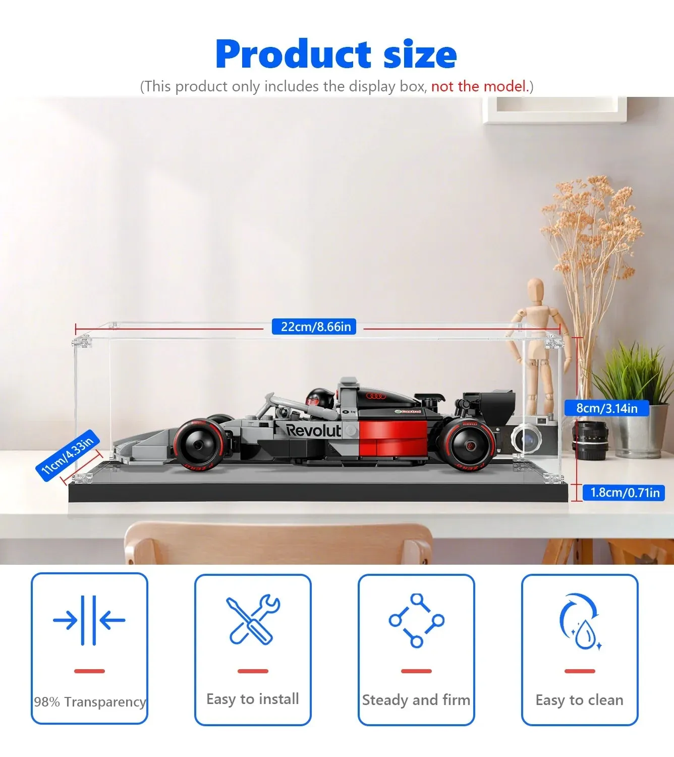 Premium Display Case Compatible with LEGO Speed Champions Audi Revolut F1 Team R26 Race Car 77259 — 5