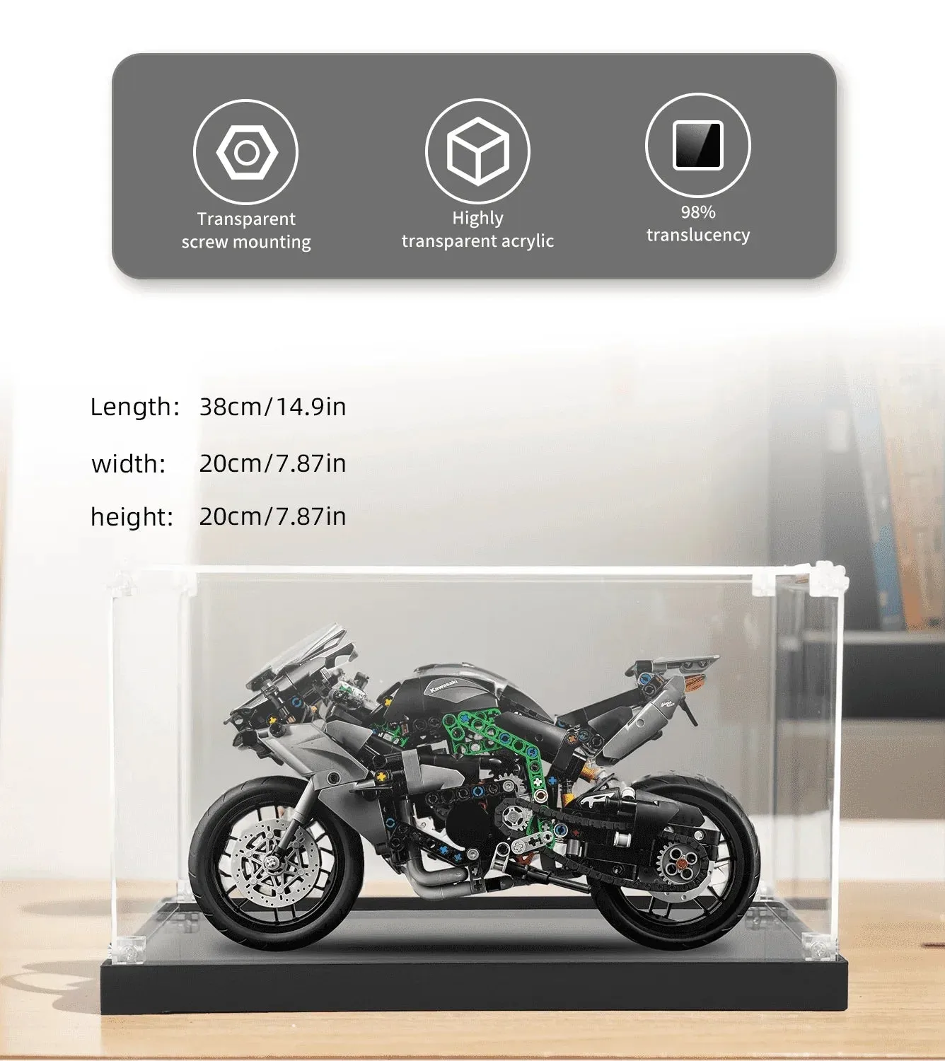Vitrine für LEGO Kawasaki Ninja H2R Motorcycle 42170 — 5