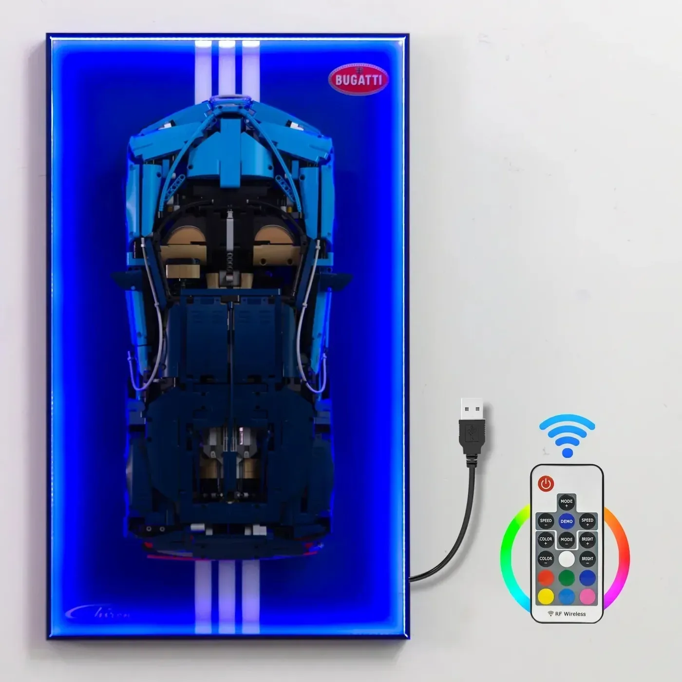 Väggmonterad displayram för LEGO 42083 Technic™ Bugatti Chiron-bil — 22