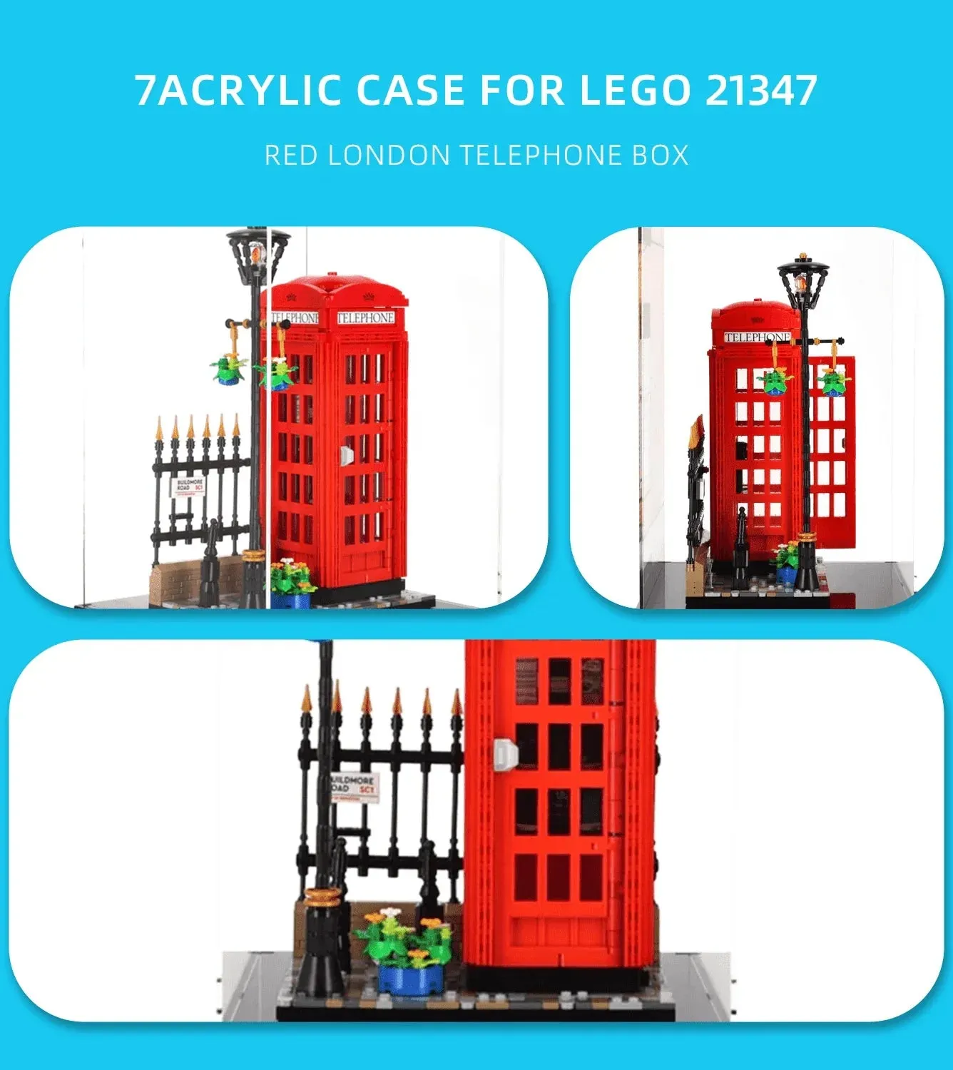 Display case for LEGO Creator Red London Telephone Box 21347 — 4
