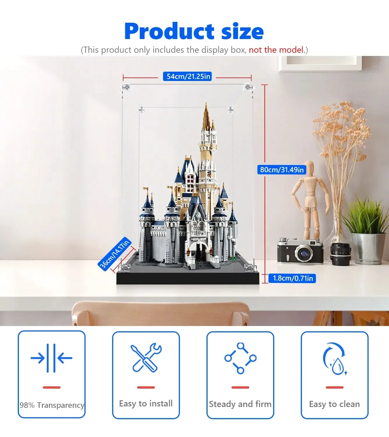 Akrylowa gablota ekspozycyjna premium do LEGO® The Disney Castle (71040) — 10