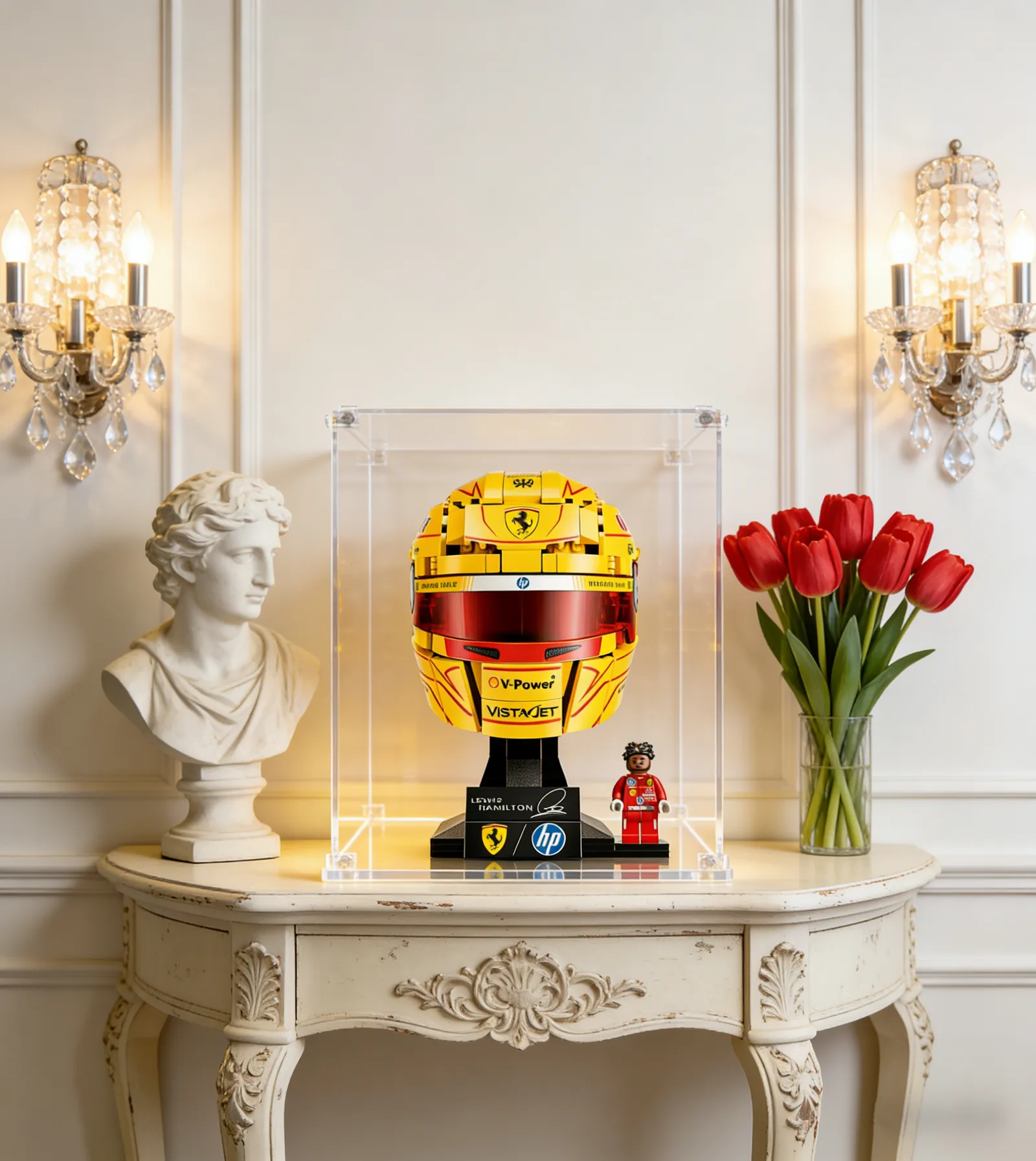 En historisk crossover: så skyddar och exponerar du din LEGO® Ferrari Lewis Hamilton-hjälm (43022)