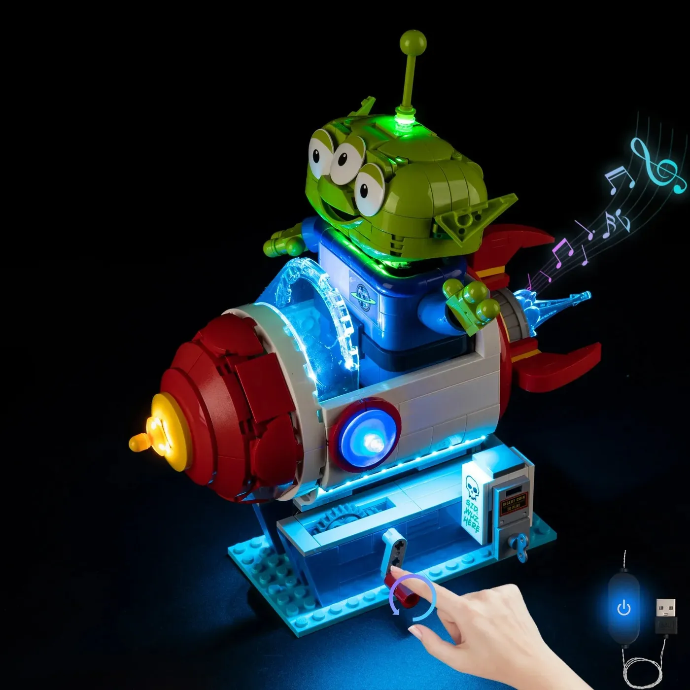 Premium-belysningskit kompatibelt med LEGO® Disney™ Alien with Pizza Planet Rocket Ride 43307