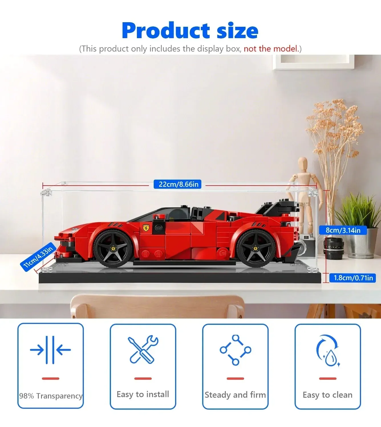 Gablota ekspozycyjna do LEGO Speed Champions Ferrari SF90 XX Stradale Sports Car 77254 — 6