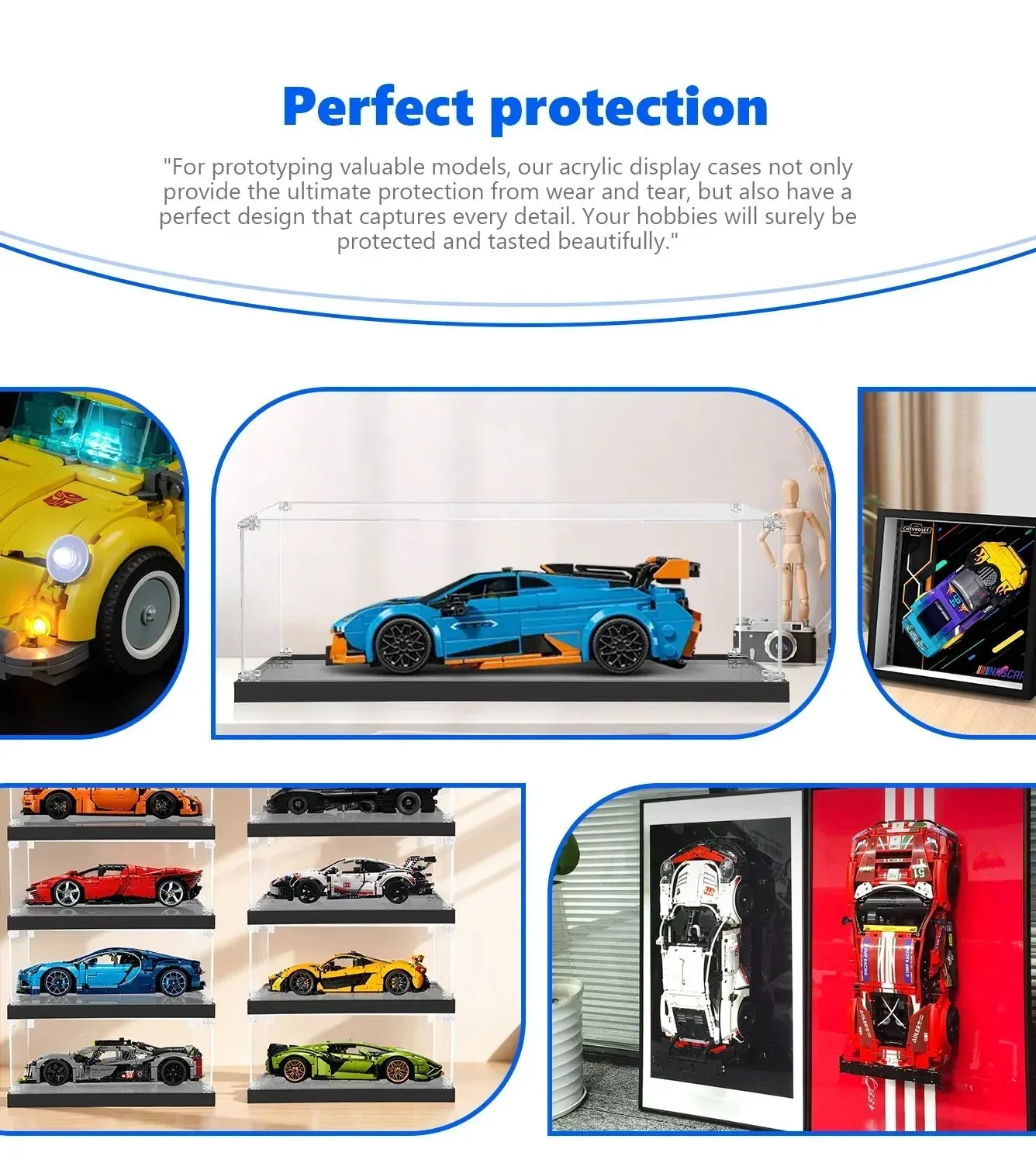 Vitrine für LEGO® Speed Champions Lamborghini Revuelto & Huracán STO 77238 (Blau) — 5