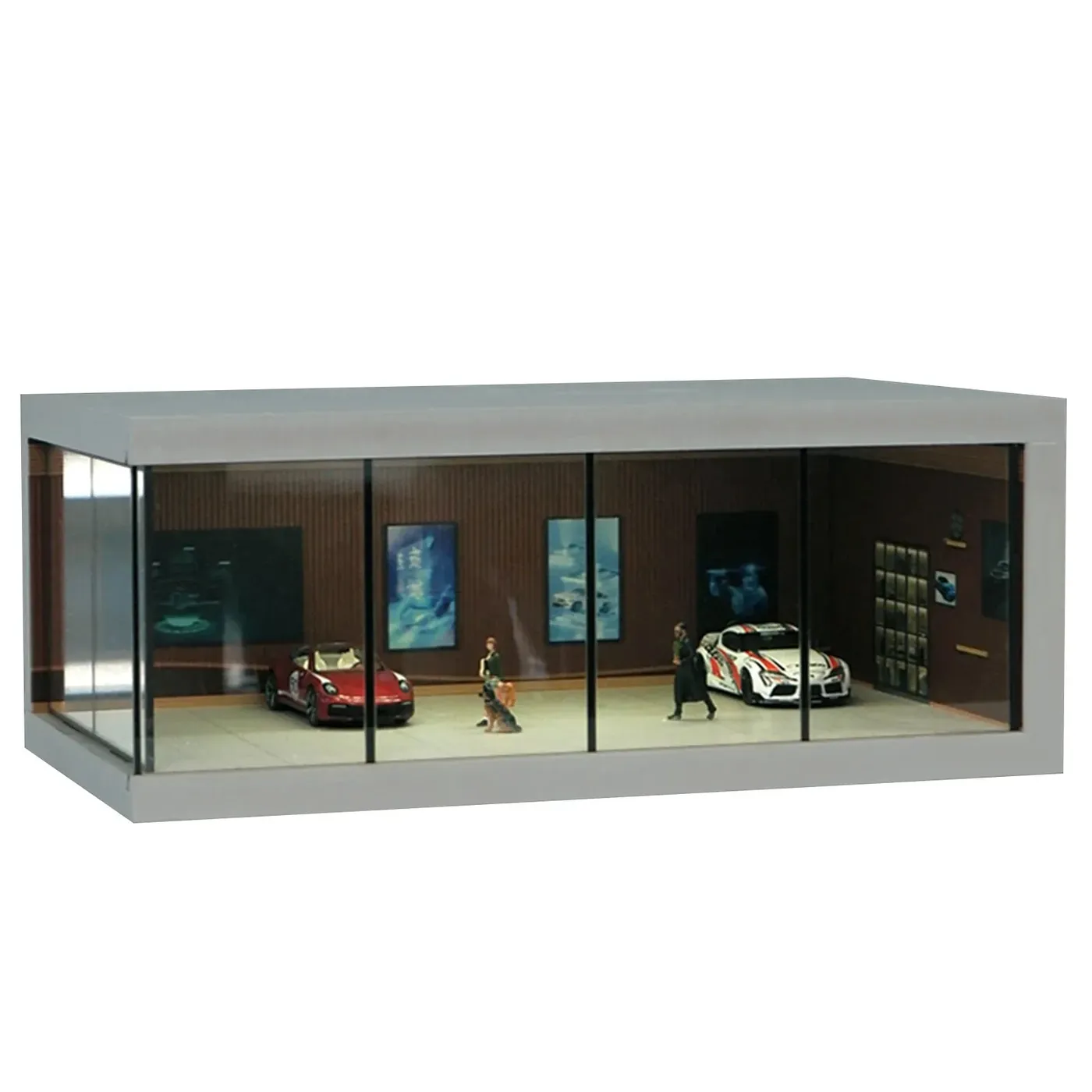 Display Case for 1: 64 scale diecast car models, garage scene model with built-in LED lights. — 3