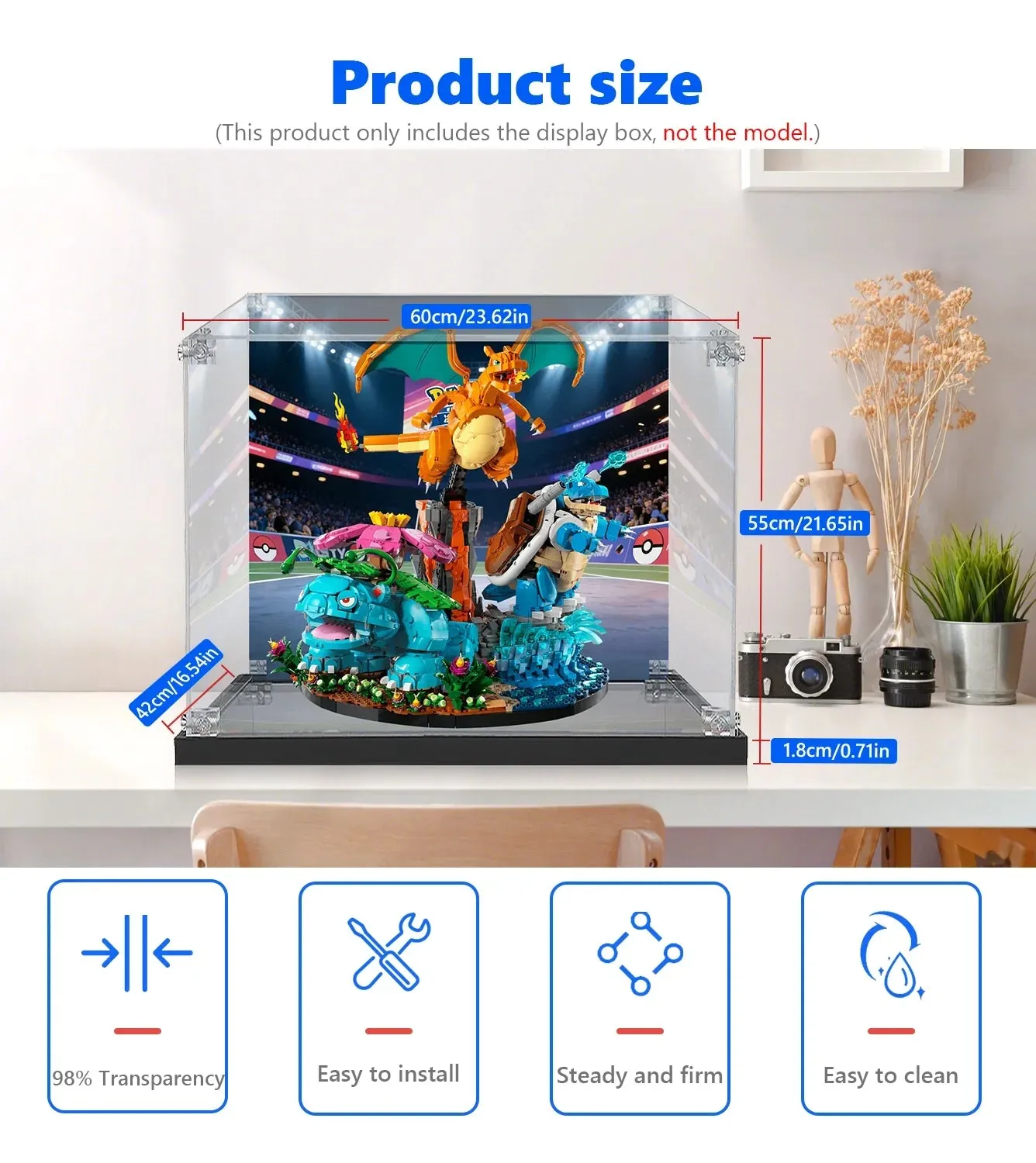 Gablota ekspozycyjna Premium kompatybilna z LEGO Pokémon Venusaur, Charizard and Blastoise 72153 — 5