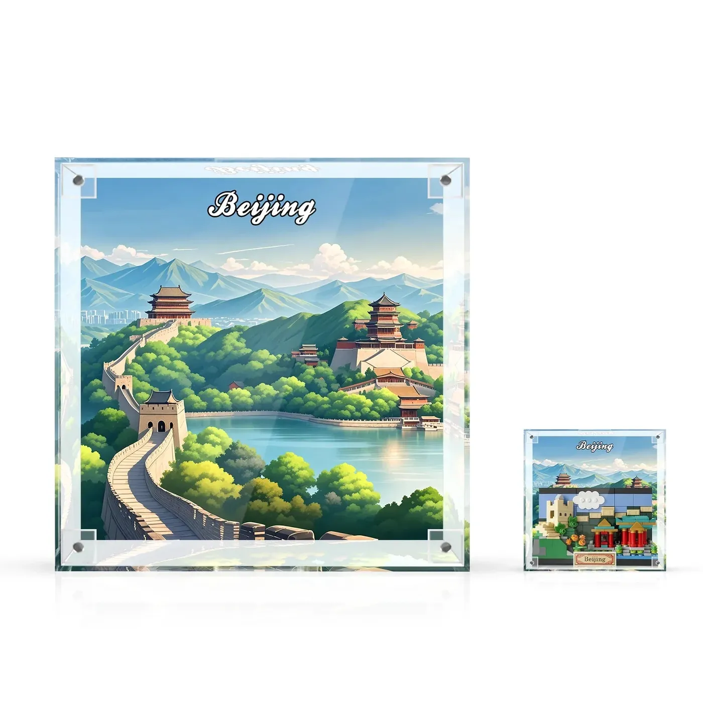 Displayrahmen-Kollektion für LEGO® City Postkarten aus einteiligem Acryl – 3D-Wandbild & Schreibtisch-Vitrine — 4