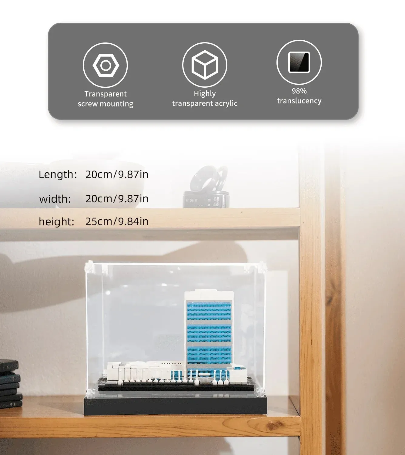 Display case for LEGO Architecture:United Nations Headquarters 21018 — 5