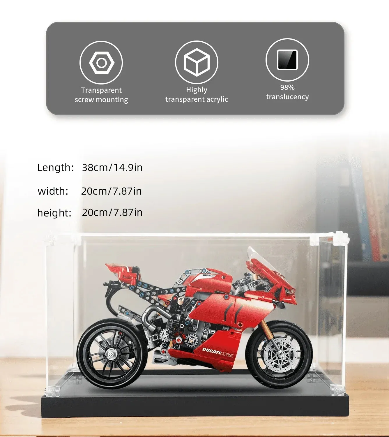 Gablota ekspozycyjna do LEGO Technic Ducati Panigale V4 R 42107 — 6