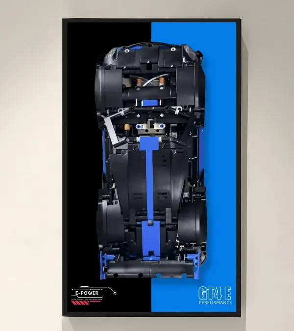 Wall Display Frame for Lego technic Porsche GT4 e-Performance Race Car 42176