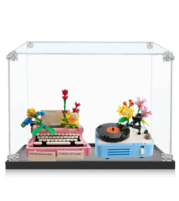 Display case for LEGO® Creator 3-in-1 Typewriter with Flowers and Record Player with Flowers 31169+31172