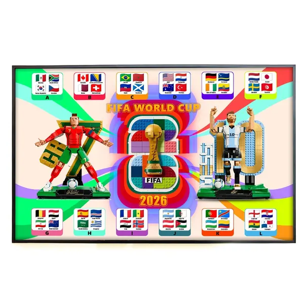 Väggmonterad displayram för LEGO® Soccer Legends & World Cup Editions (#43015 / #43016 / #43032)