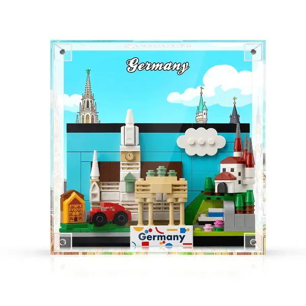 Displayrahmen für LEGO Germany Postcard 40954 aus einteiligem Acryl – 3D-Wandbild & Schreibtisch-Vitrine