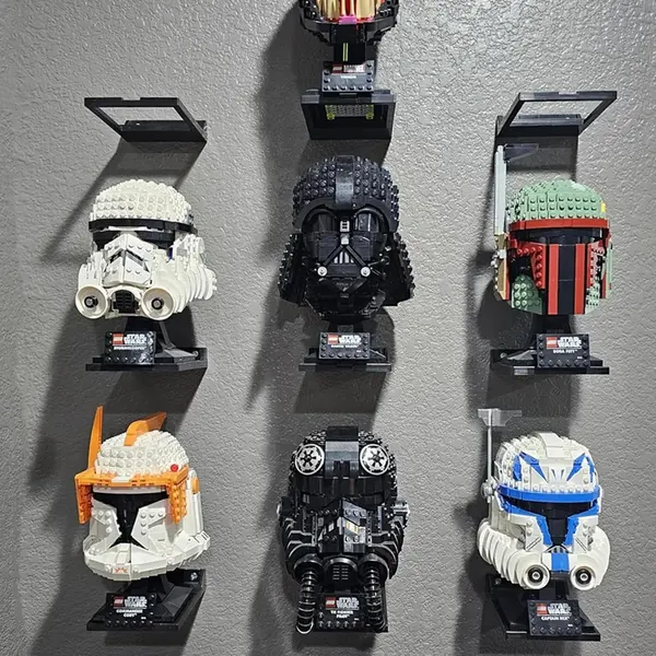Display Shelf for LEGO Compatible with All Standard Lego Helmets, Boba Fett 75277/Tie Fighter Pilot 75274/Stormtrooper 75276