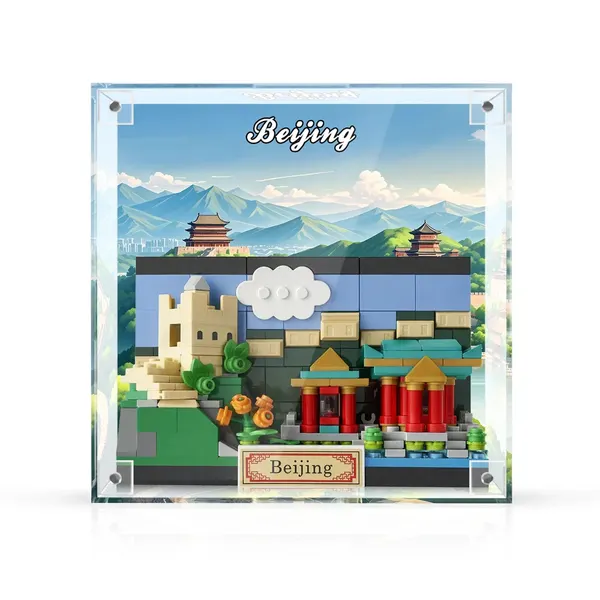 Displayrahmen für LEGO Beijing Postcard 40654 aus einteiligem Acryl – 3D-Wandbild & Schreibtisch-Vitrine