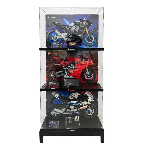 Zestaw gablot ekspozycyjnych do LEGO® Technic™ BMW M 1000 RR (42130), Ducati Panigale V4 S Motorcycle (42202), Yamaha MT-10 SP (42159)