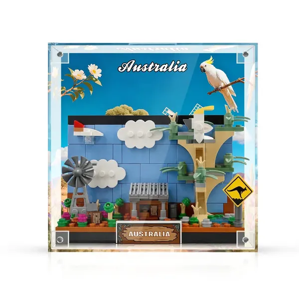 Eksponavimo rėmas LEGO Australia Postcard 40651, vientisas akrilas – 3D sienų dekoras ir stalo vitrina
