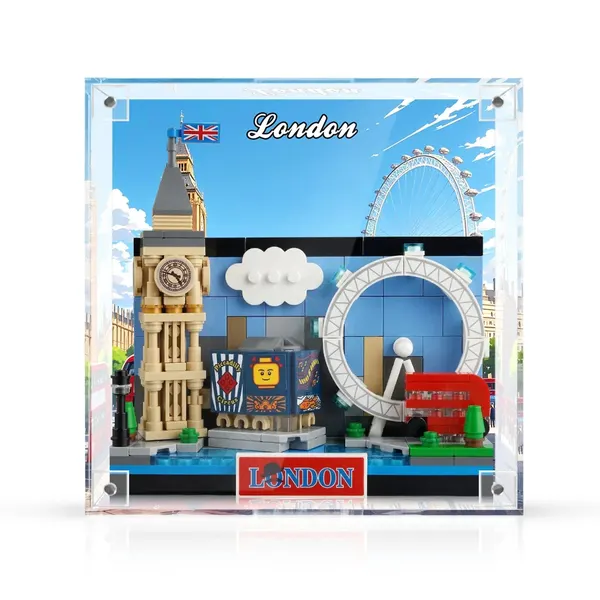 Displayrahmen für LEGO London Postcard 40569 aus einteiligem Acryl – 3D-Wandbild & Schreibtisch-Vitrine