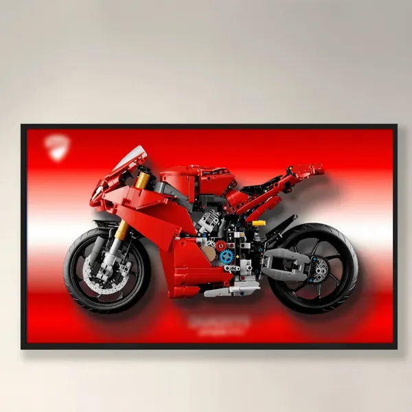 Premium Wand-Displayrahmen kompatibel mit LEGO® Technic™ Ducati Panigale V4 S 42202