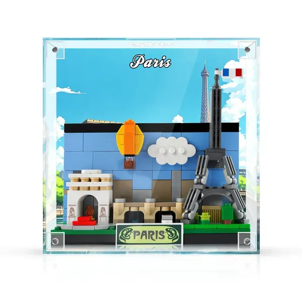 Displayrahmen für LEGO Paris Postcard 40568 aus einteiligem Acryl – 3D-Wandbild & Schreibtisch-Vitrine