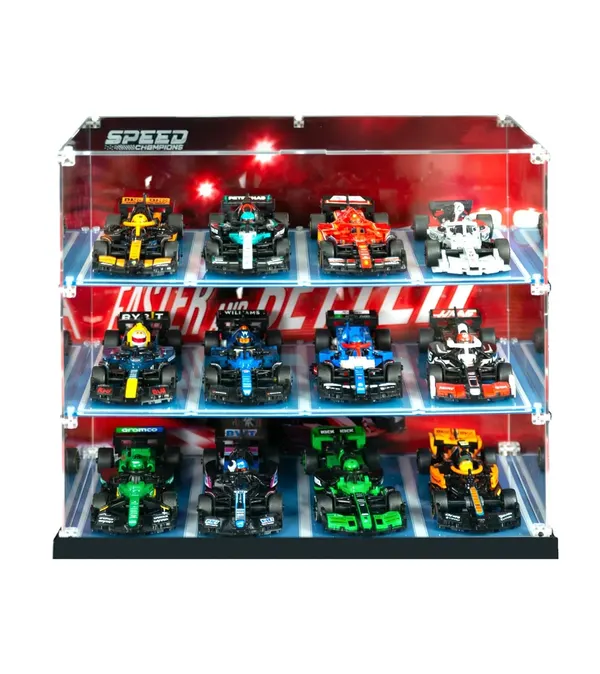 Display Case for 12 LEGO Speed Champions Cars | 3-Tier Ultimate LEGO Car Display Solution