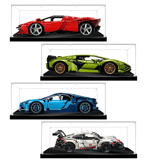 Akrilinė eksponavimo dėžė LEGO 1:8 automobilių modeliams: 42083 42096 42125 42056 42115 42172